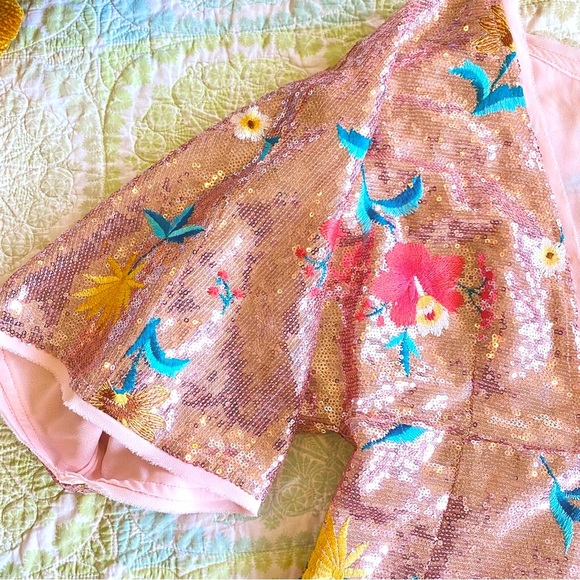 NWOT JELLA Couture floral sequin mini dress - Picture 6 of 14